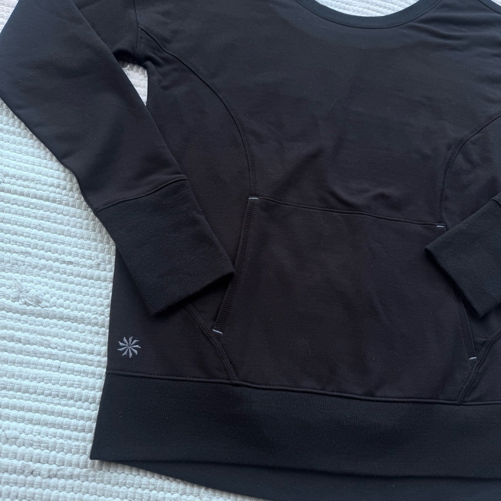 Athleta Black Curved Seam Pocket Pullover Sweatshirt Size S - Picture 4 of 11